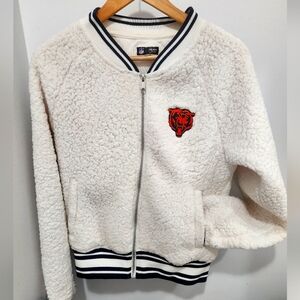 Chicago Bears NFL Full-Zip Sherpa Bomber Jacket Women Size Small